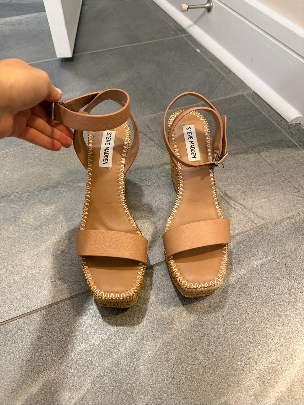 Steve Madden Women's Tan Ankle-Strap Wedges